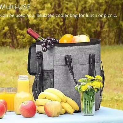 Sac de déjeuner isolé 600d personnalisé 6 bouteilles Porteur de vin Sac de refroidisseur de vin isolé et rembourrée