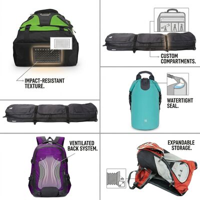 Sac à dos de pêche multi-compartiments avec base imperméable, système de rangement moulé, porte-canne, sangles pour pêcheur