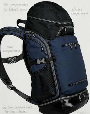 Sac de sport d'extérieur en polyester résistant à l'eau avec bandes réfléchissantes et 5 compartiments pour la salle de sport et les voyages