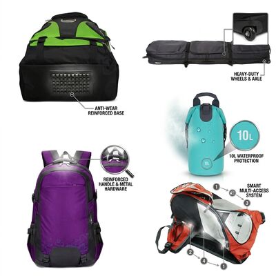 Sac à dos de pêche multi-compartiments avec base imperméable, système de rangement moulé, porte-canne, sangles pour pêcheur