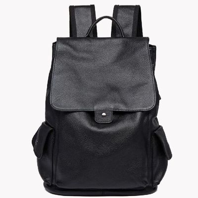 Premier sac à dos d'ordinateur portable d'affaires de peau de vache de la couche des hommes avec USB