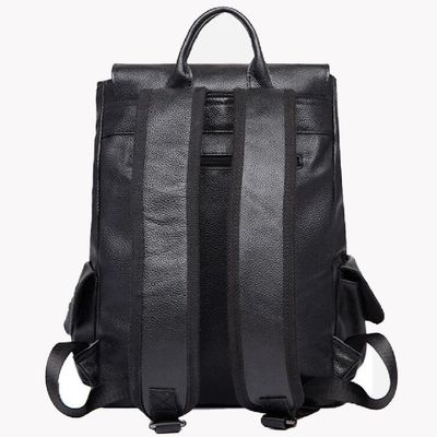Premier sac à dos d'ordinateur portable d'affaires de peau de vache de la couche des hommes avec USB